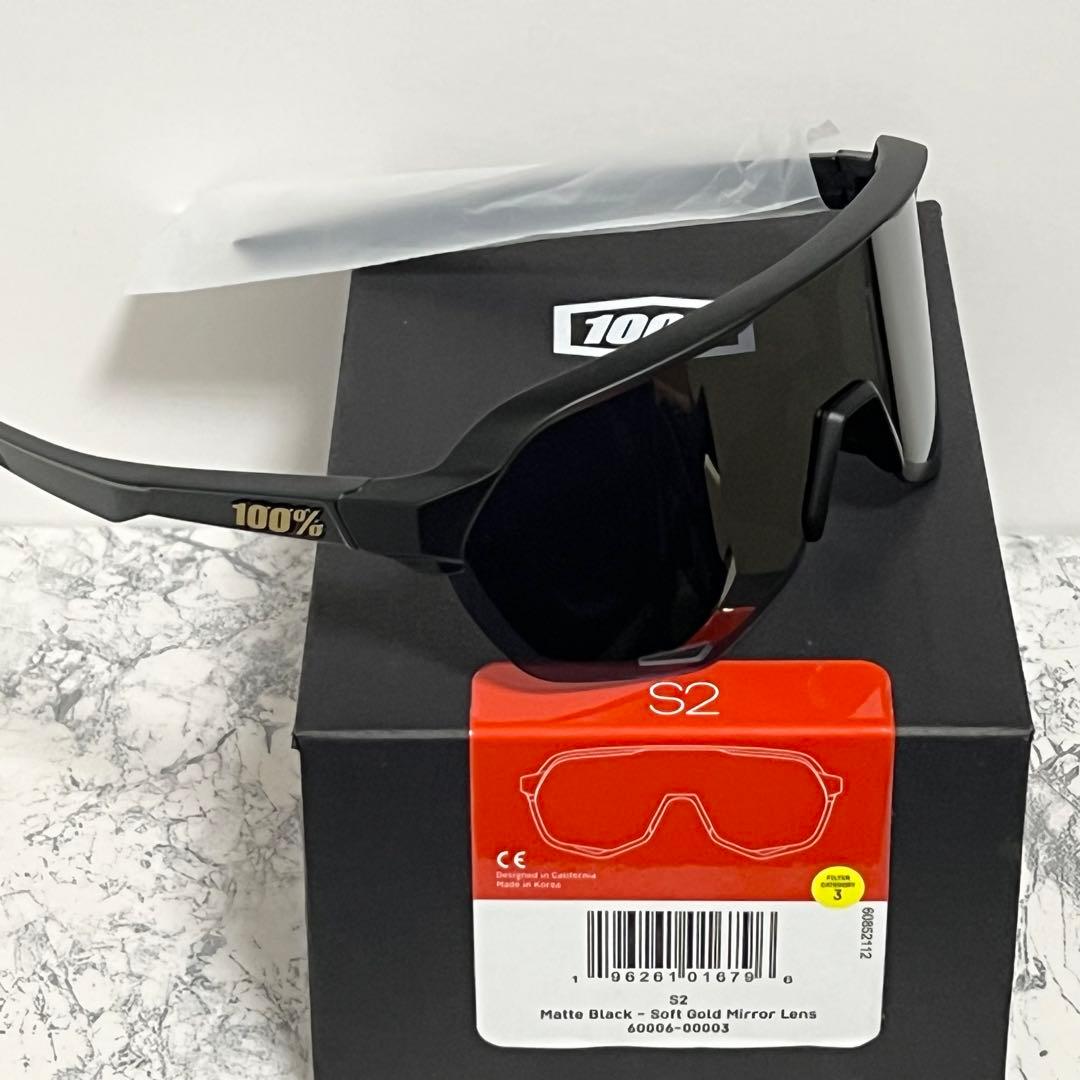 100% ワンハンドレッド サングラス S2 マットブラック ゴールドミラー