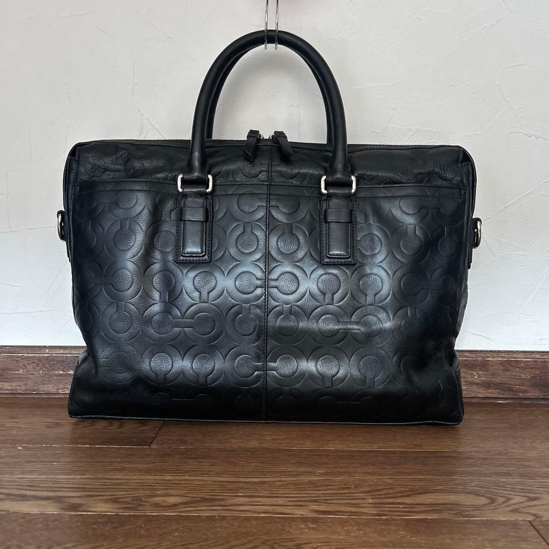 COACH コーチ オールレザー ビジネスバッグ 型押し オプアート 2way