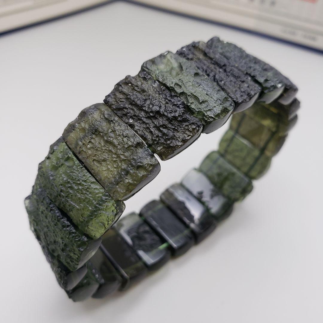 天然 モルダバイト 48.82g【鑑別書付き】 ブレスレット バングル