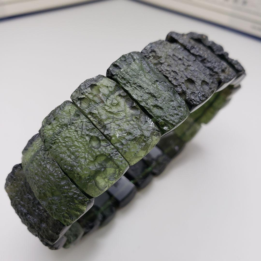 天然 モルダバイト 48.82g【鑑別書付き】 ブレスレット バングル