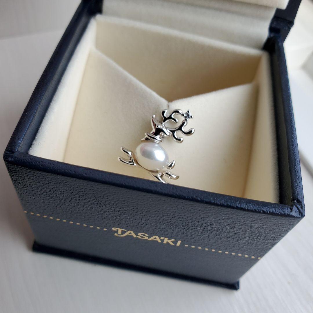 美品✨TASAKI タサキ 真珠 ピンブローチ トナカイ パール シルバー