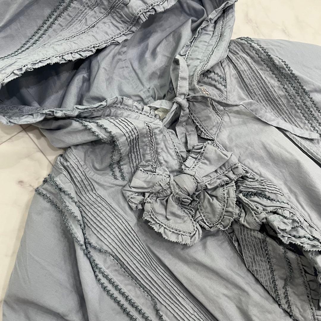 PINKHOUSE オーバーブラウス ピコフリル リボン ピンタック ブルー系