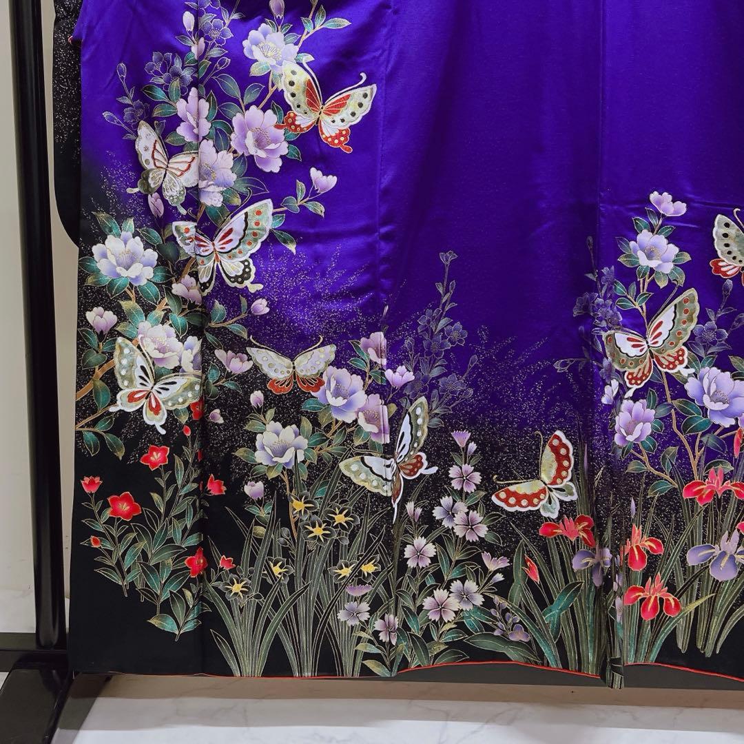 振袖 金彩 彩箔 蝶 牡丹 撫子 菖蒲 桔梗 晴れの日 成人式 着物 013tz