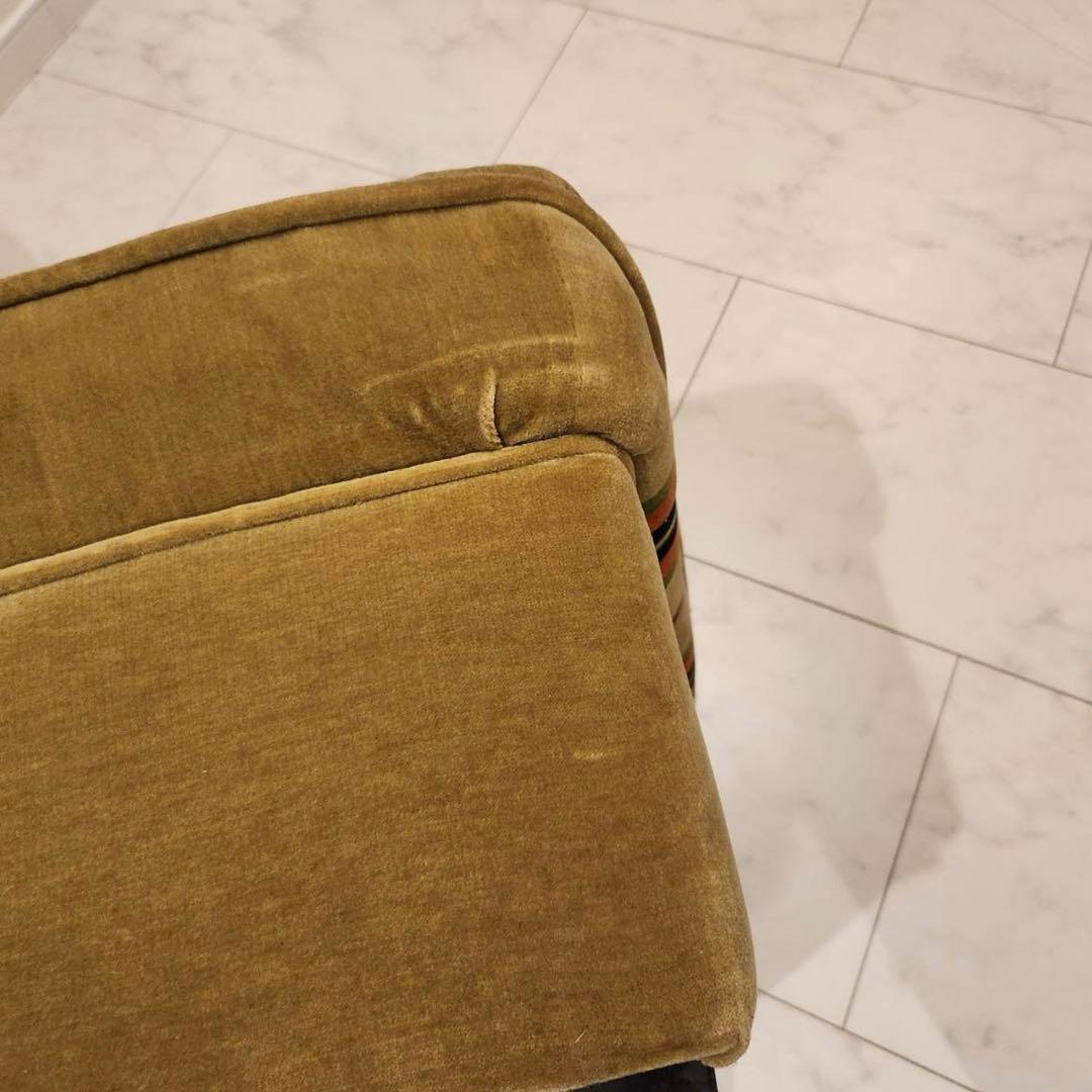 オールドカリモク karimoku ストライプ モケットアームレスシングル