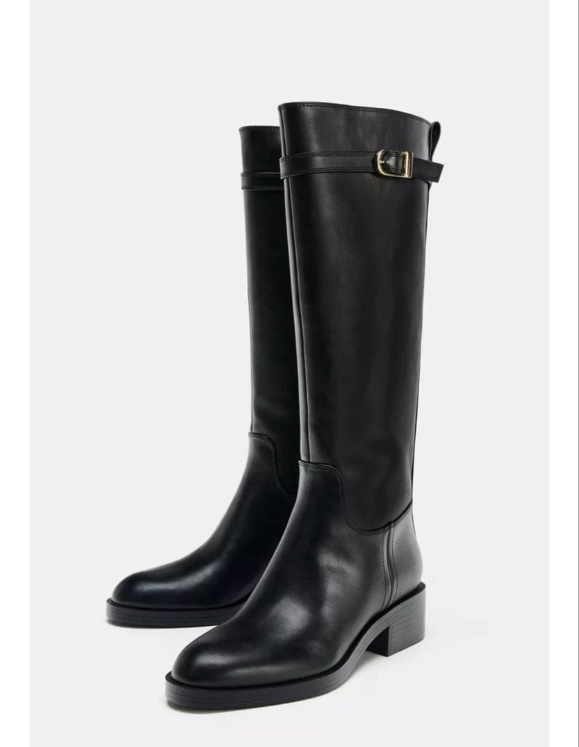 ZARA 【新品】ロングブーツ 新品】ZARA ザラ ラテックスニーハイブーツ ロングブーツ 38(24.5