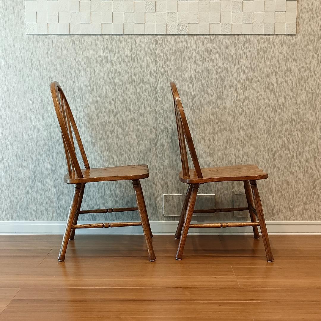 美品 ウィンザーチェア① フープバック オーク材 2脚セット F5 - メルカリ