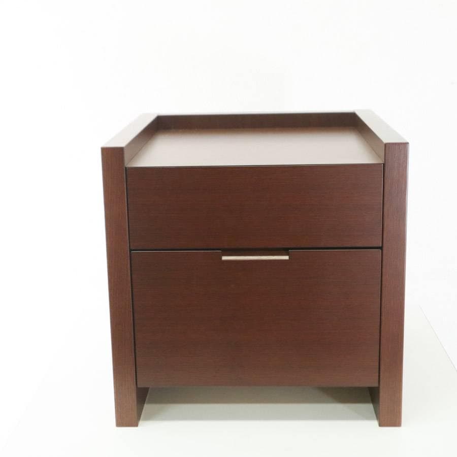 値下シモンズ ナイトテーブル オーク材 ブラウン系 引き出し2段 KA1608