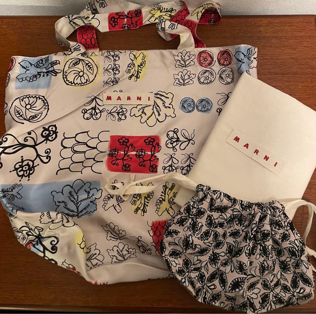 MARNIエコバッグ&巾着セット新品 楽天市場】マルニマーケット エコバッグ A4 折り畳み 布 シルク