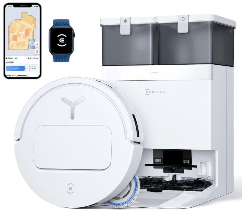 ECOVACS T50 OMNI ロボット掃除機 水拭き 両用(エコバックス) ECOVACS（エコバックス） ロボット掃除機 水拭き両用 15,000pa 薄型