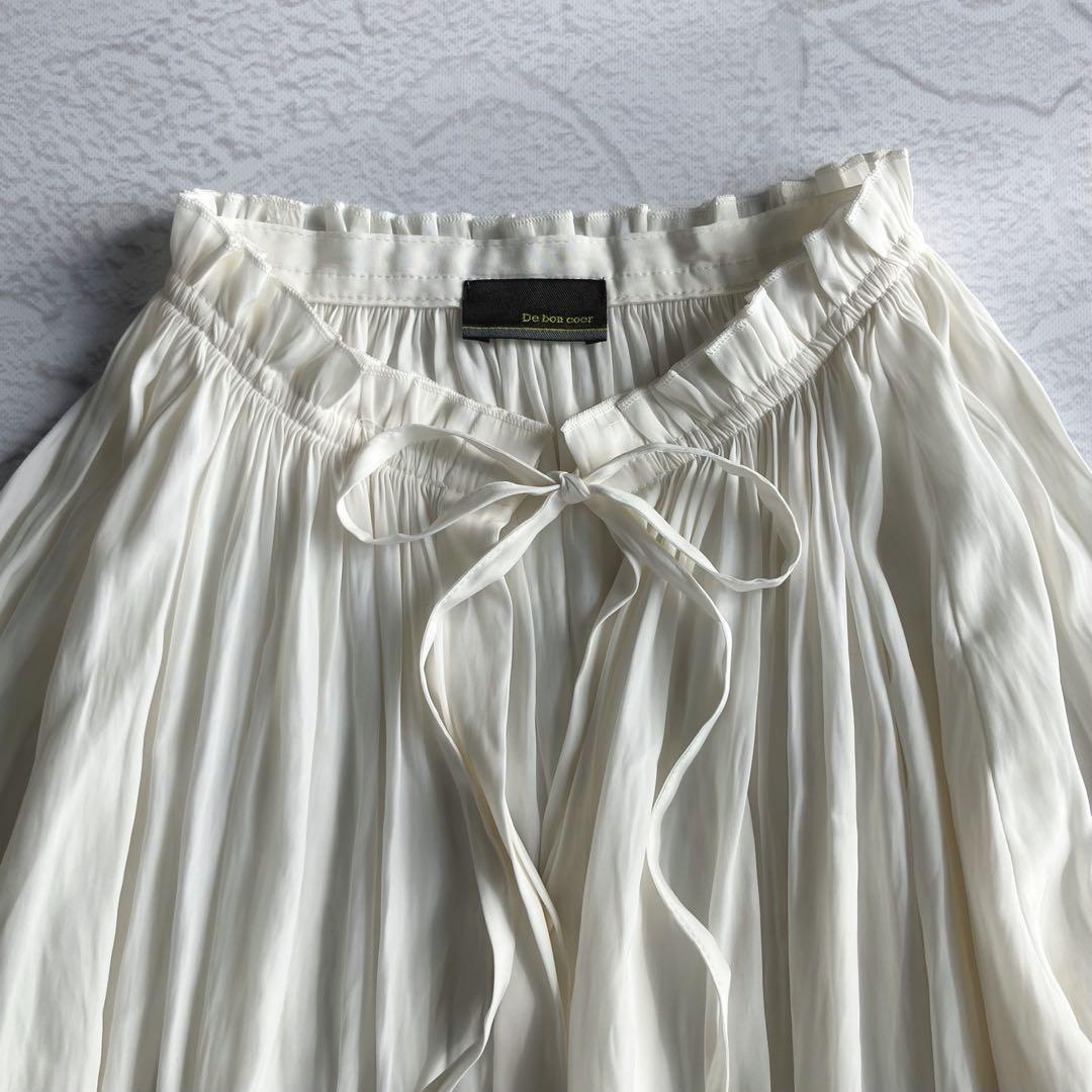 ✨極美品✨ドゥボンクール リボン 襟ギャザーブラウス サテン シフォン