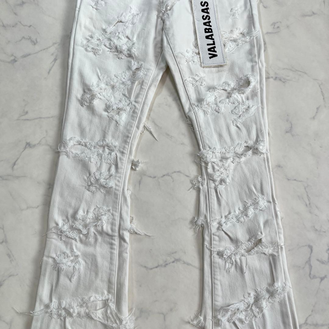 valabasaバラバサス ハードクラッシュスキニーフレアデニム ホワイト