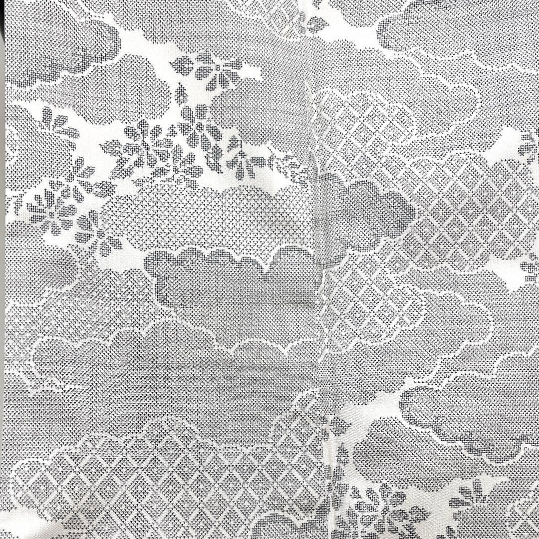小紋 白大島紬 雲 菊花 籠目 着物 027k - メルカリ