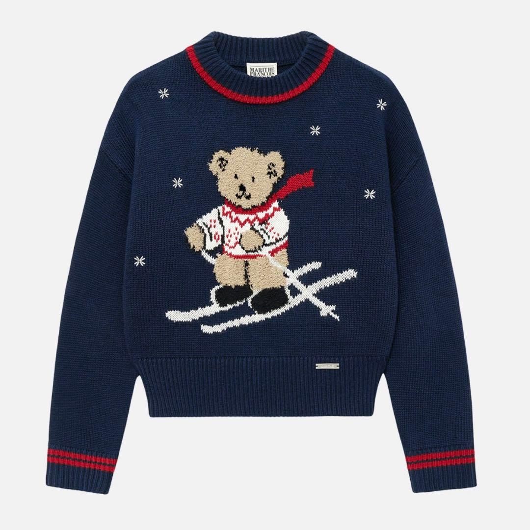 MARITHE FRANCOIS GIRBAUD クマ 刺繍 セーター ネイビー - メルカリ