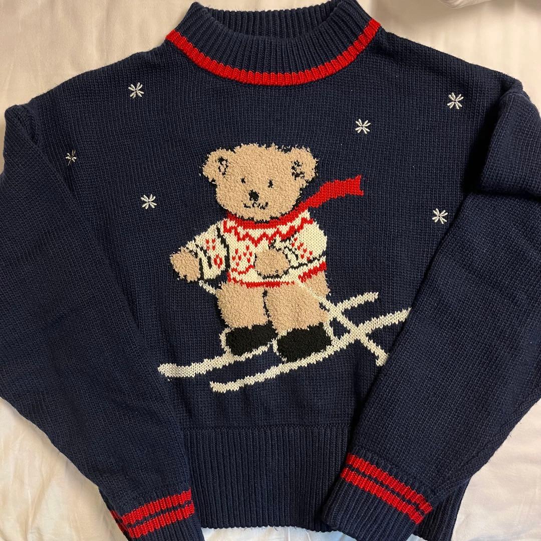 MARITHE FRANCOIS GIRBAUD クマ 刺繍 セーター ネイビー - メルカリ