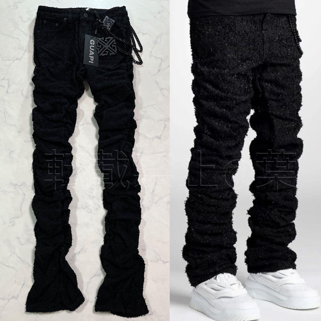 GUAPI グアピ オールブラック スーパースタックチェーンデニム 新品 28