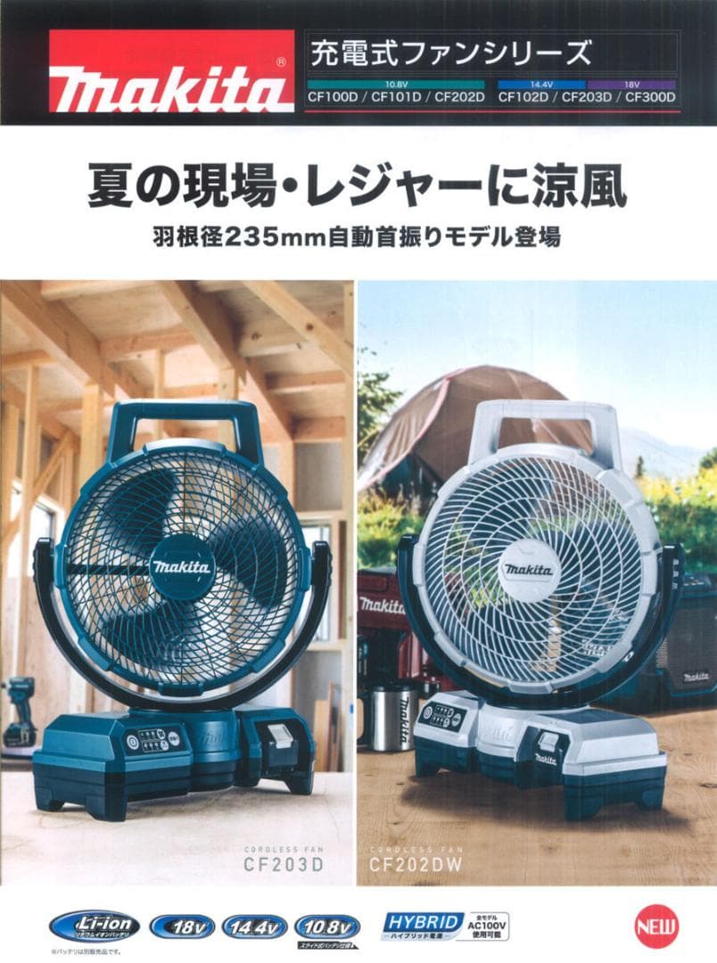 ■マキタ 14.4V 18V 充電式ファン CF203DZ 青 コードレス扇風機