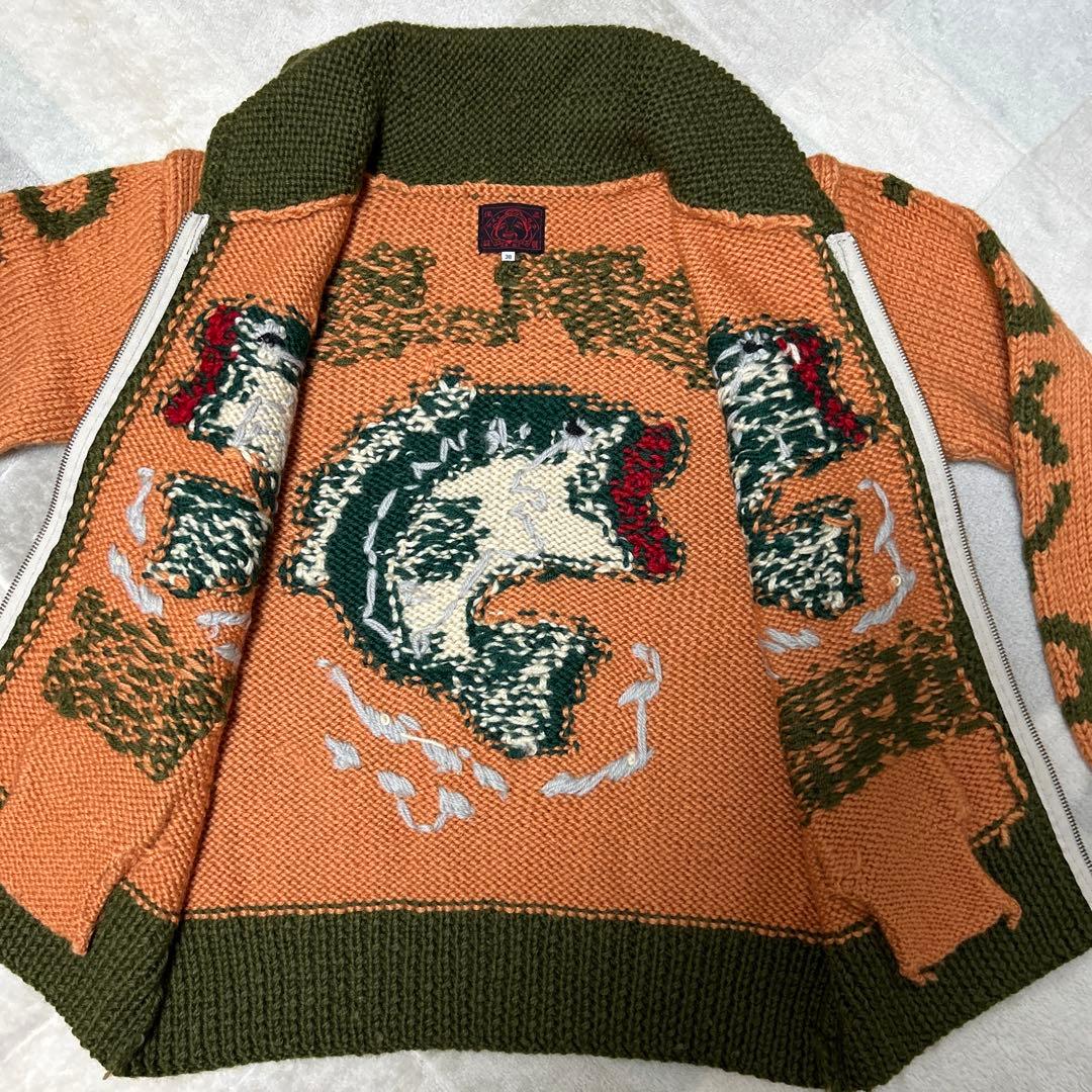 EVISUエヴィスカウチンセーターヴィンテージブラックバス柄ニット