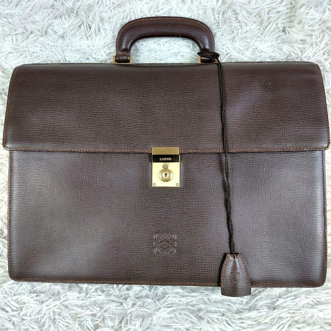 LOEWE アナグラム ゴールド金具 レザービジネスバッグ ブリーフケース