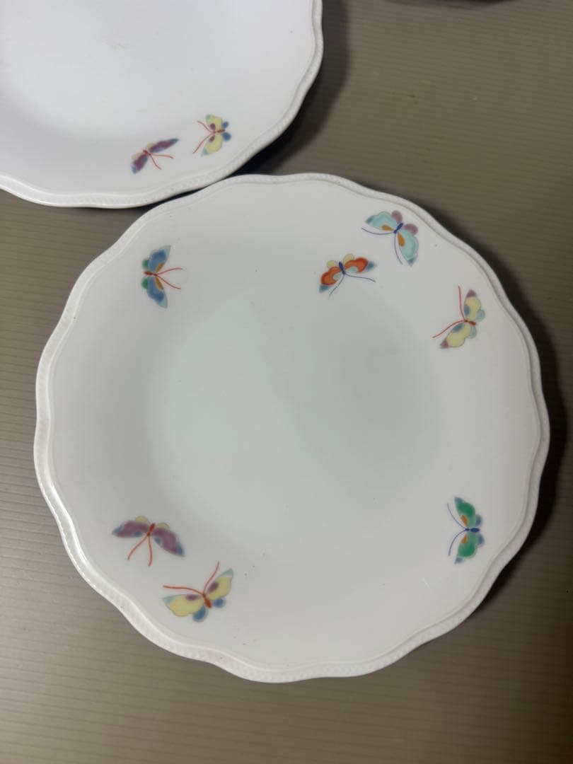 2143 深川製磁 蝶文 皿3客 鉢3客