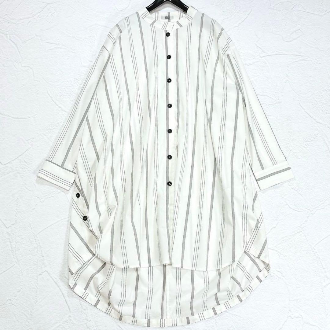 ✨美品✨モユル ビッグシャツ ワンピース バンドカラー 切替 変形