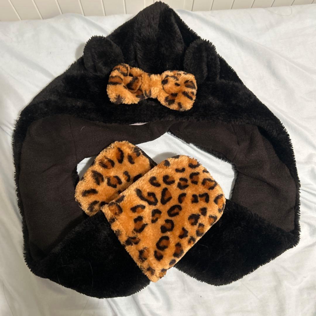稀少品 ミニー ファンキャップ マフラー 手袋付き レオパード柄 - メルカリ