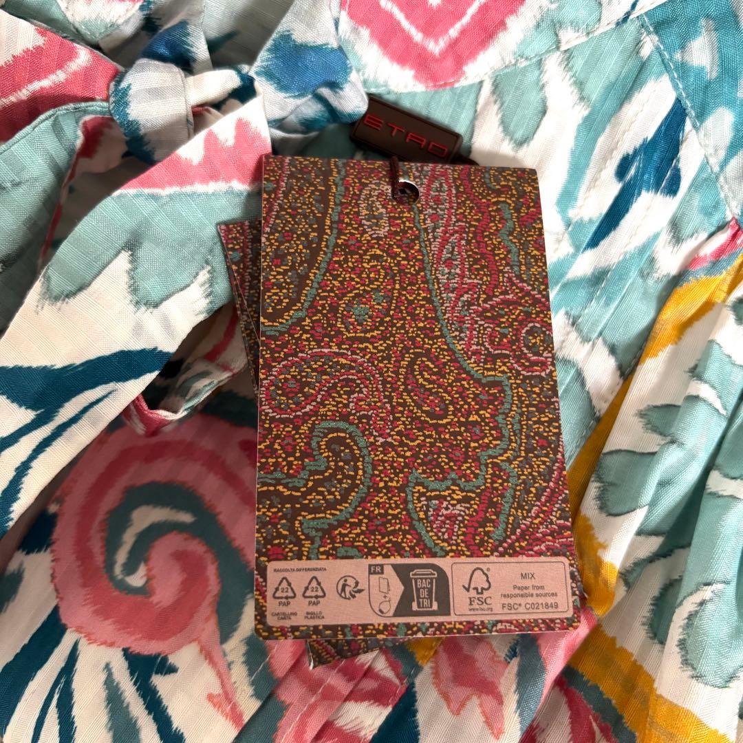 タグ付✨】エトロ チュニック シャツ ボウタイ リボン 総柄 ワンピース