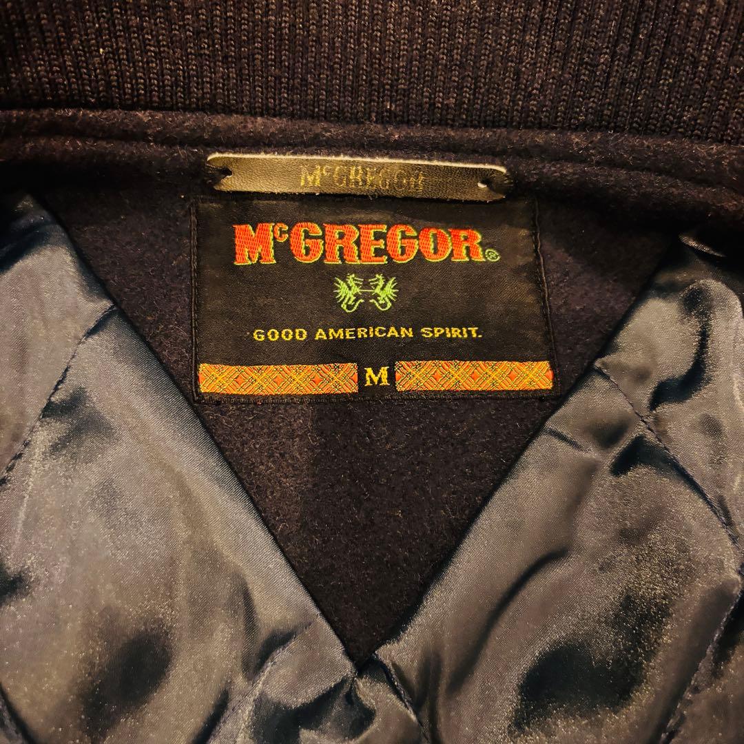 マックレガー スタジャン ネイビー アイボリー M刺繍 袖レザー