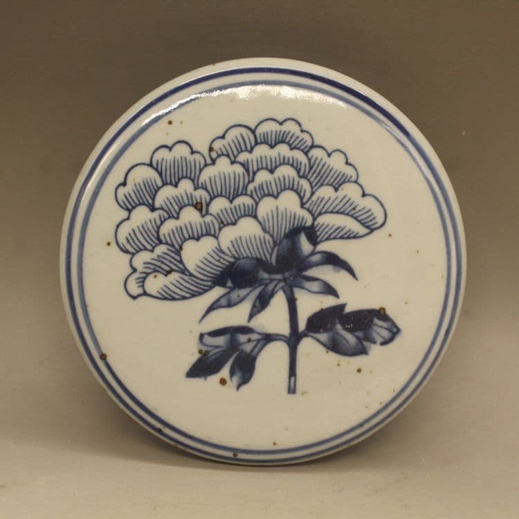 清光緒鯖牡丹花蓋缶 景徳鎮 陶磁器 装飾品 現代工芸品