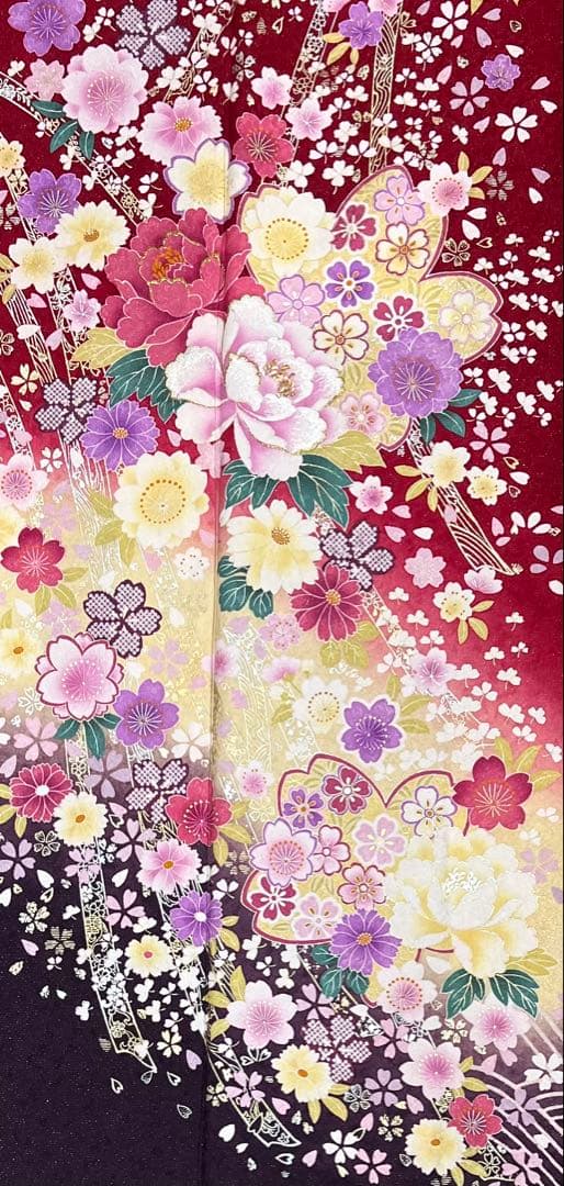 振り袖 フルセット 長襦袢付 枝垂れ桜 金彩加工 刺繍入り 銀通し 757