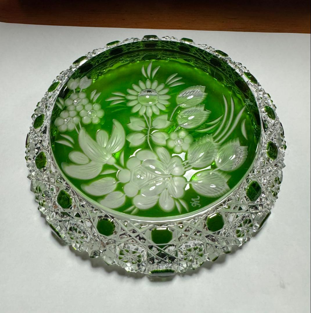 【Meissen】『 クリスタル ガラス 緑被せ』 《ヴィンテージ》《未使用》