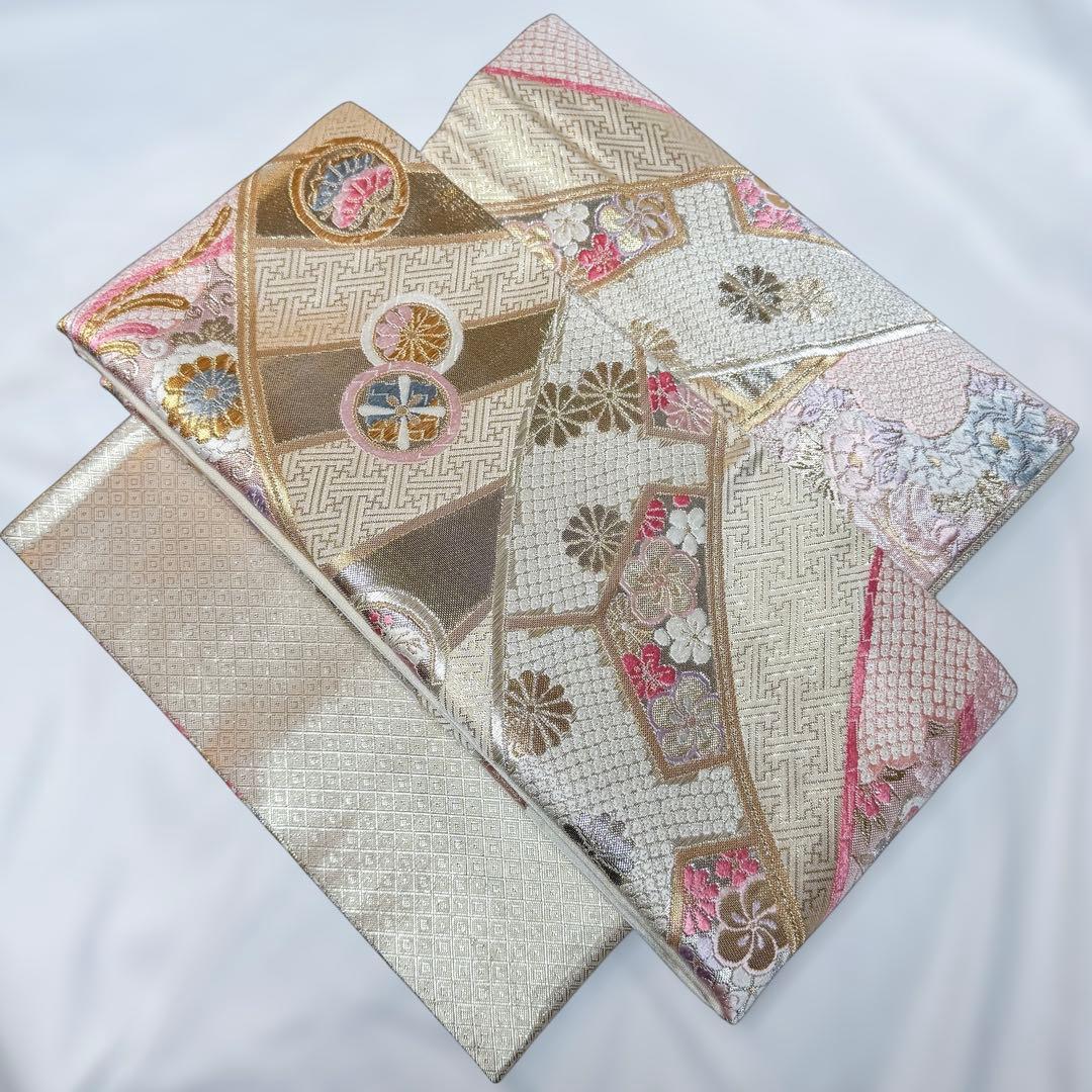 一体型 ワンタッチ帯 作り帯 マジックテープ 九百佐賀錦 豪華 袋帯 二