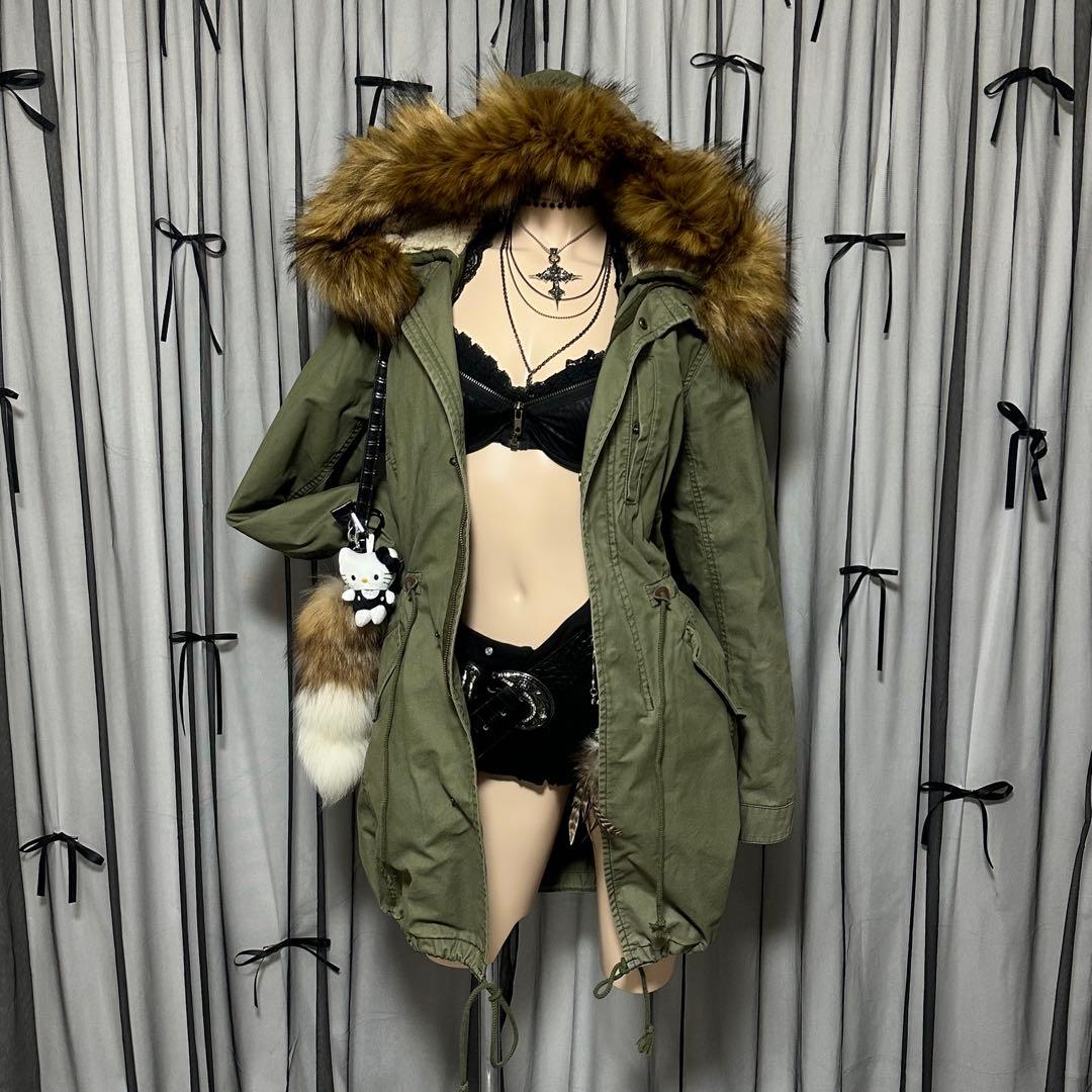 平成ギャル y2k ファー付きミニタリーモッズコート フェアリーグランジ