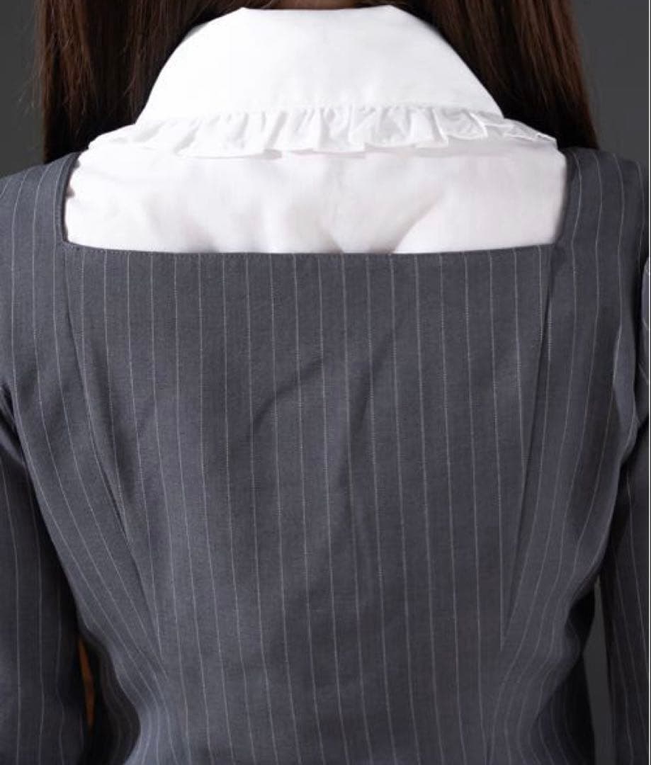 Palelfy クラシカルシャツレイヤードワンピース チャコールグレー