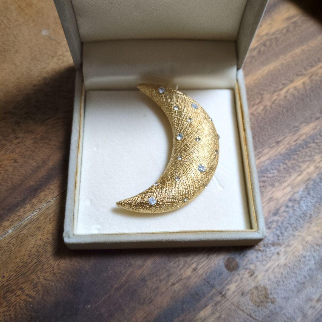 Christian Dior 月型ブローチ CHRISTIAN DIOR ディオール MOON 月ブローチ ゴールド ヴィンテージ