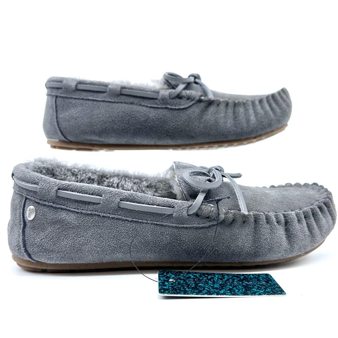 未使用タグ付✨EMU Australia モカシン スエード ボア 灰 24cm - メルカリ