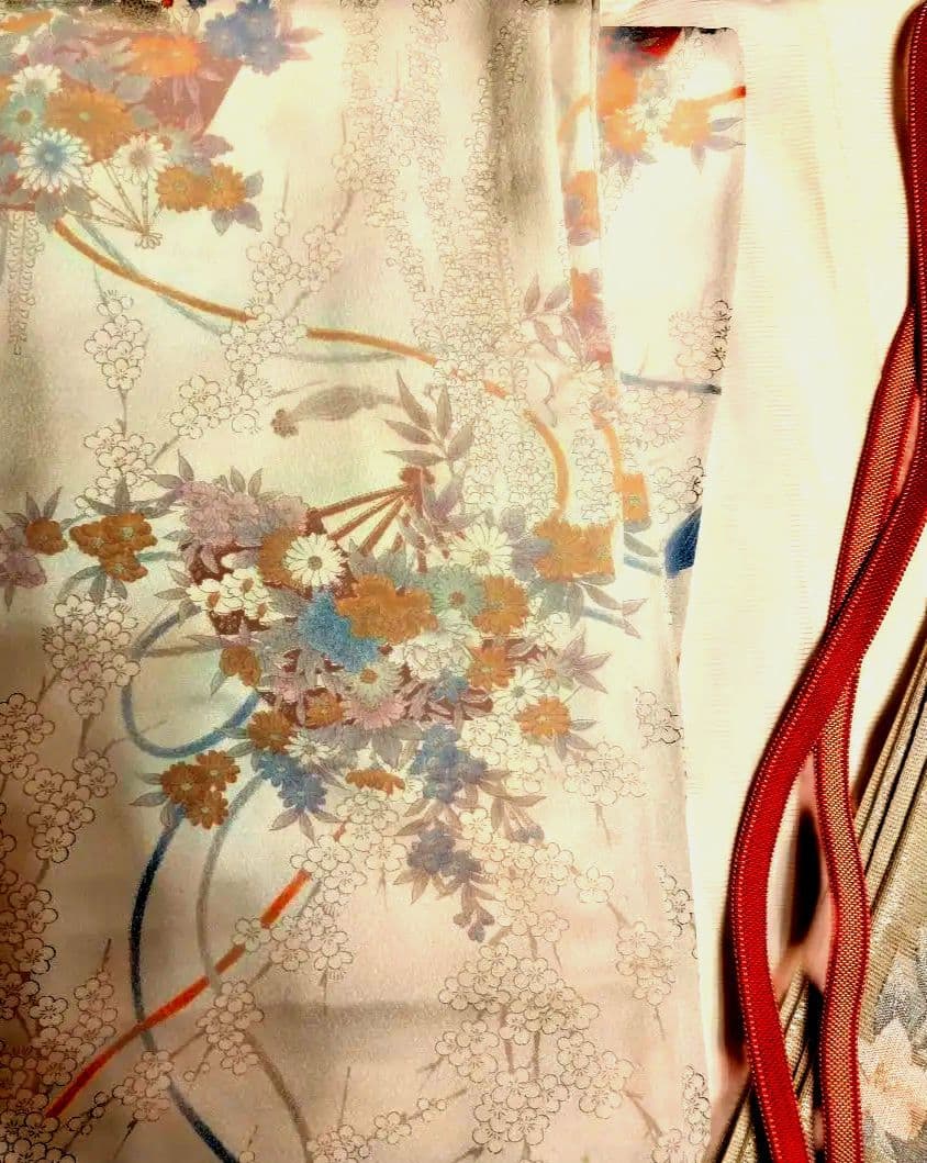 正絹訪問着 花柄和装小物帯帯揚げ帯締め長襦袢セット - メルカリ
