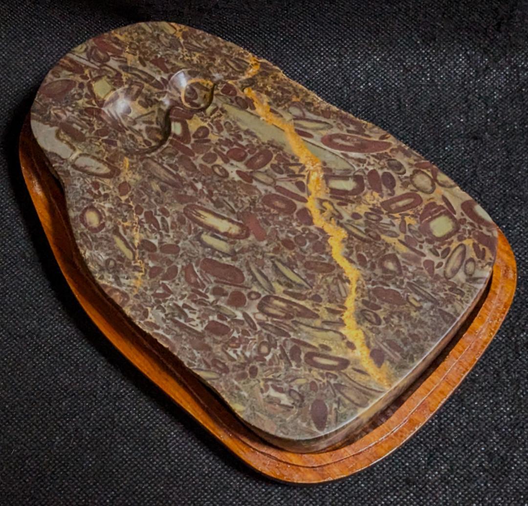 【豆斑玉石の天成楕硯板　瓢箪海】◆小豆色の豆斑や黄竜紋◆珍品◆唐木箱◆7.2吋 高田種苗オンライン / 長野県産高原花豆 120g