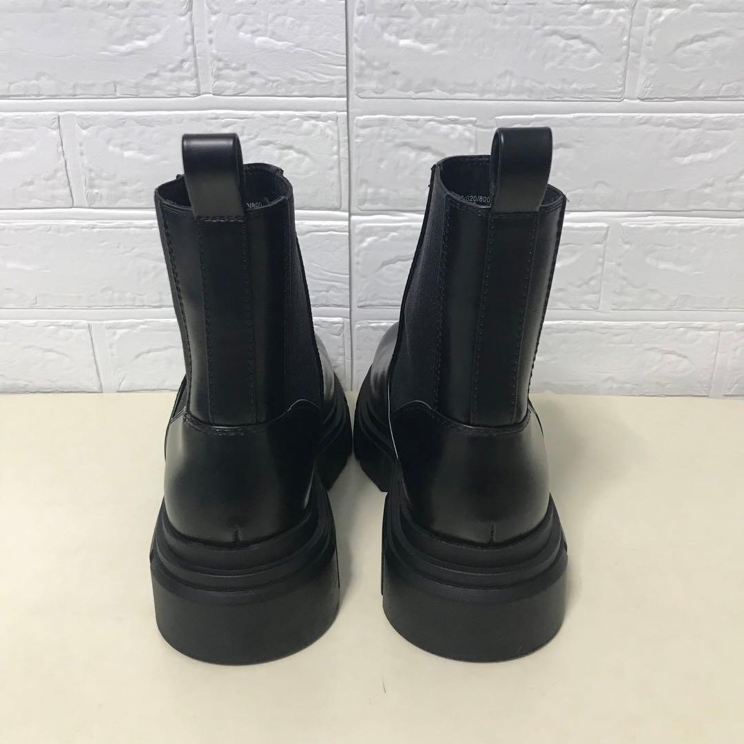 ZARA ザラ サイドゴアブーツ トラックソール 厚底 黒 26cm ミドル丈