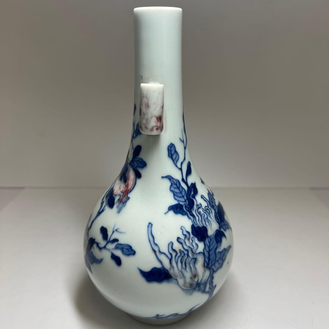 中国美術 大清康熙年製 釉裏紅花瓶 高約19.5㎝ 東Y8-0114☆2Fトヒチ