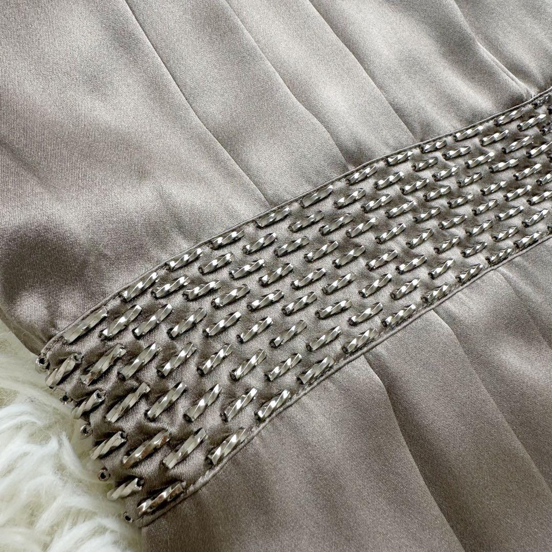 ANAYI シルク100% ワンピース ビジュー グレージュ 38 M - メルカリ