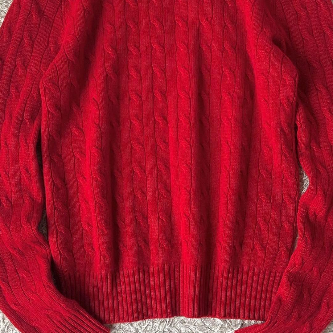 美品】ポロラルフローレン ケーブルニット セーター カシミア100％ 赤