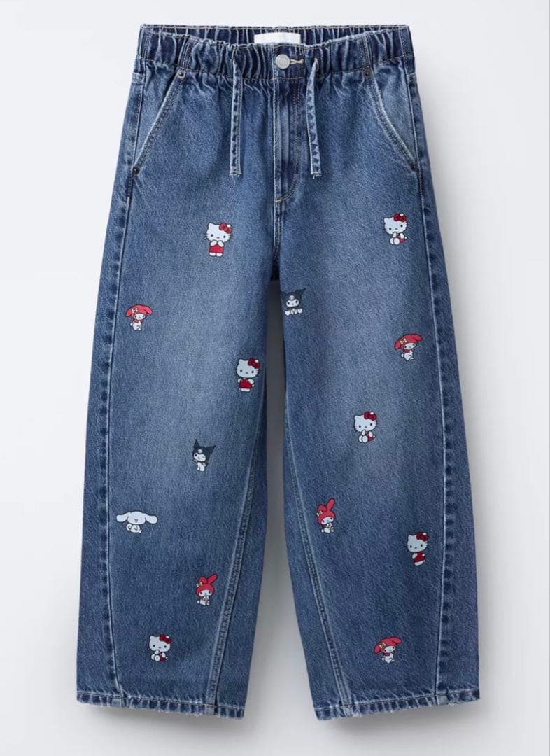 新品　ZARA バレルジーンズ ハローキティ HELLO KITTY © SANRIO BARREL JEANS - Blue | ZARA United States