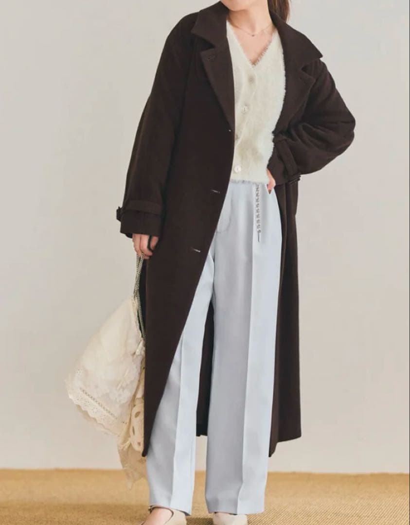 cohina セミダブルバックフレアウールコートregular ブラウン セミダブルバックフレアウールコート-short & regular | 小柄・低身長