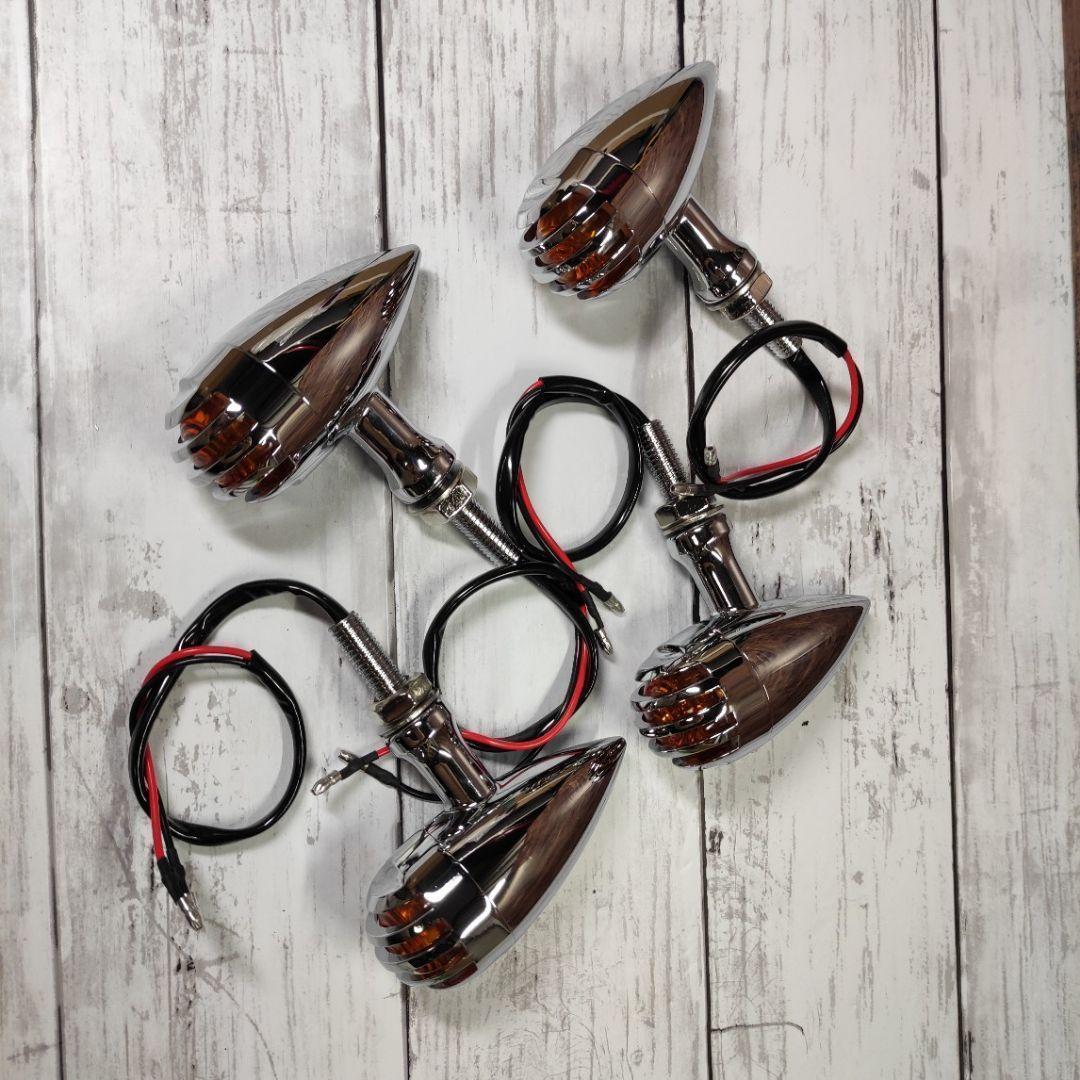 バードケージウインカー 4個セット アルミポリッシュ チョッパー 管