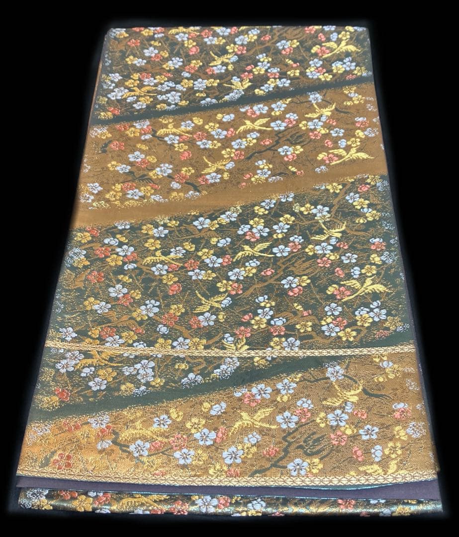 袋帯 ワンタッチ作り帯 マジックテープ 二重太鼓 付け帯 金蘭 花鳥紋