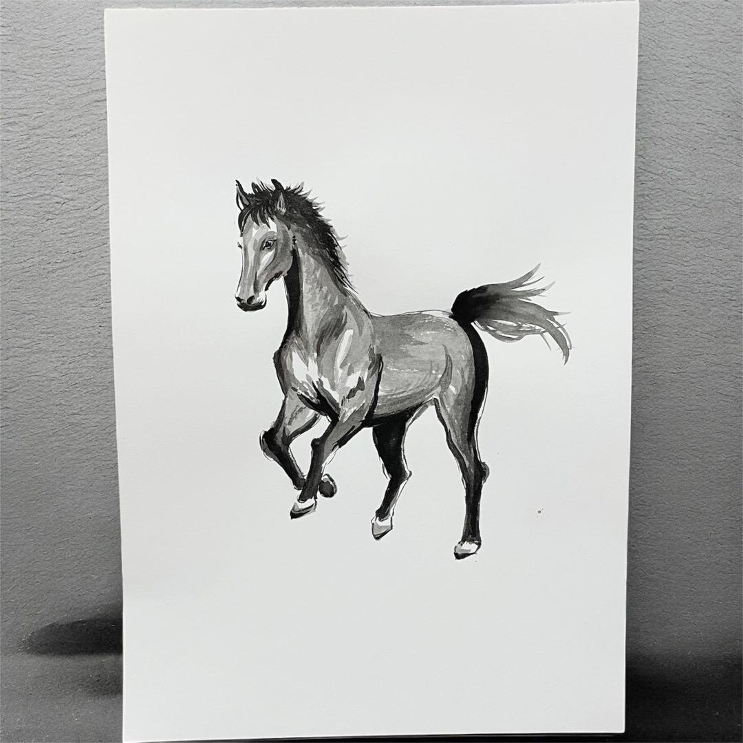 原画 一点もの】墨絵 馬 A4サイズ｜手描き 水墨画 アート - メルカリ