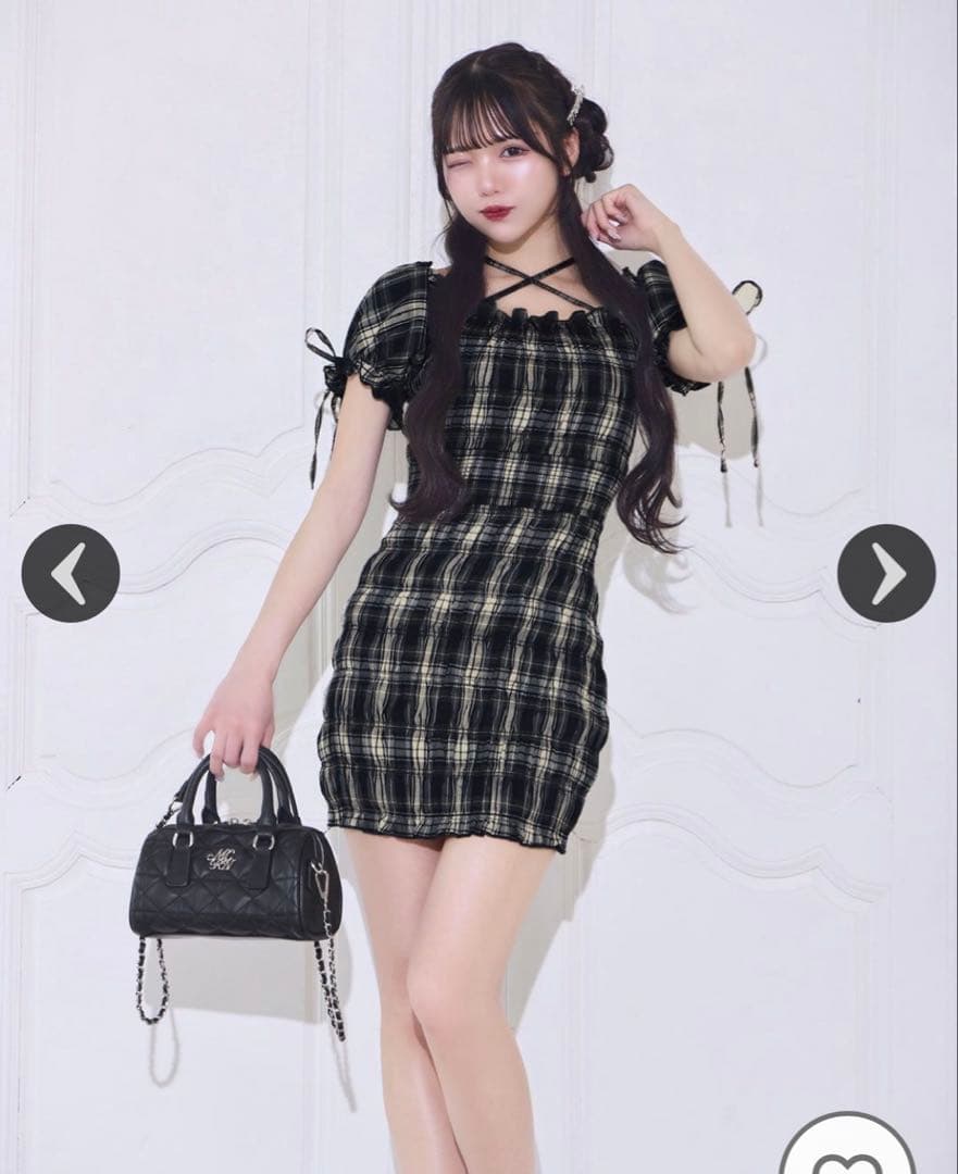 シャーリングチェックミニワンピース - メルカリ