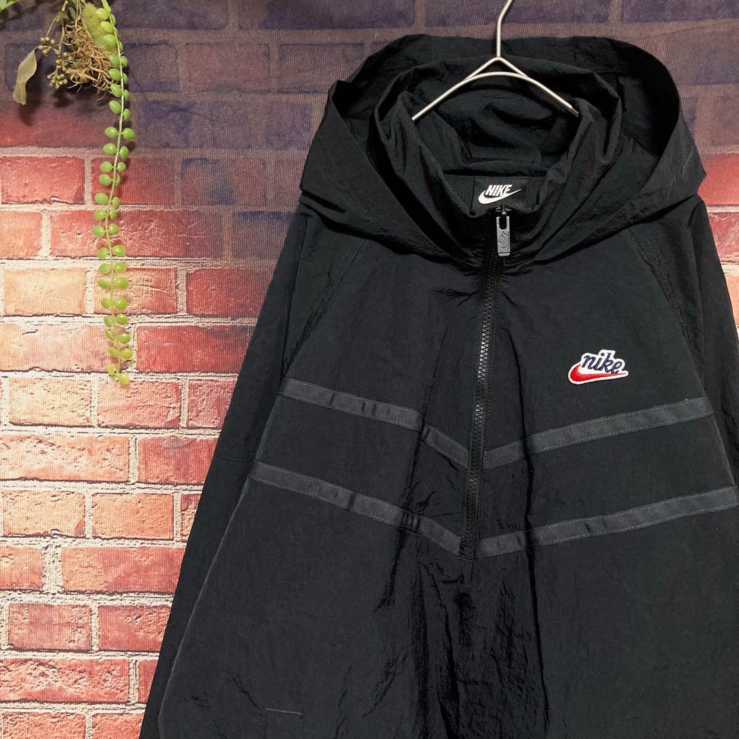 希少✨ナイキ アノラックパーカー ナイロンジャケット 筆記体 刺繍ロゴ