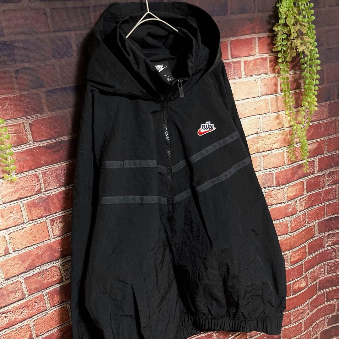 希少✨ナイキ アノラックパーカー ナイロンジャケット 筆記体 刺繍ロゴ