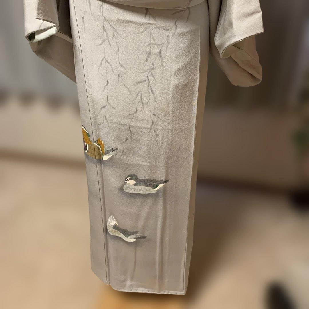 ch様極美品☆奄美大島紬☆泥染訪問着 ☆鴛鴦グレー入学式セレモニー